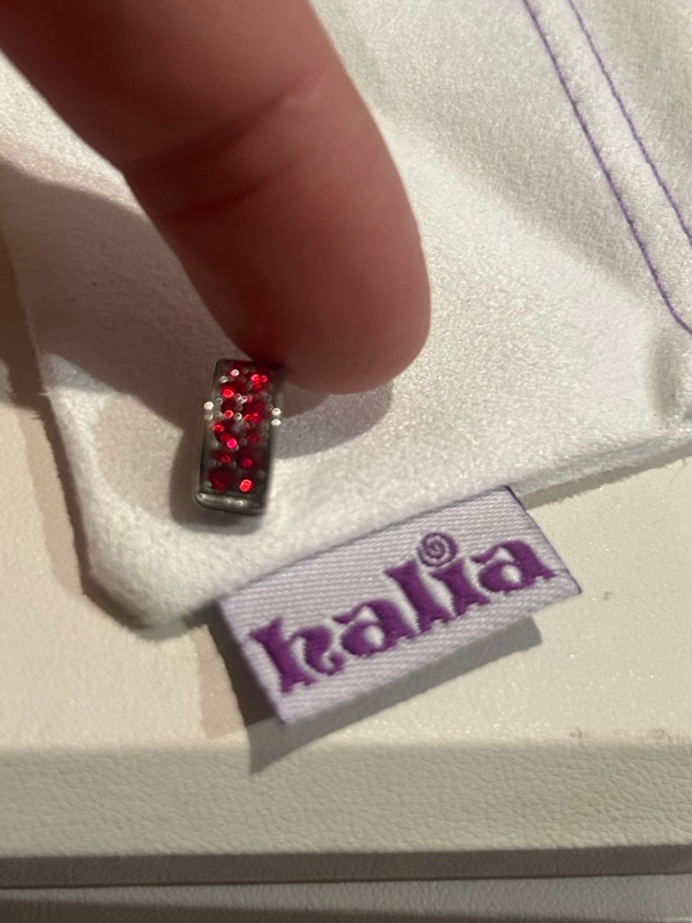 NEW Retired Sterling Silver Charm with Red Crystal Inlay